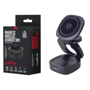 Draadloze Qi lader 3in1 opvouwbaar zwart 15W