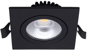 LED inbouwspot 6W 2700K 85mm 60gr vierkant verstelbaar zwart
