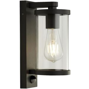 Wandlamp Bakerloo hangend E27 IP44 zwart + sensor