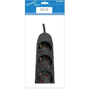 TCD RA 4-voudig 3m snoer zwart