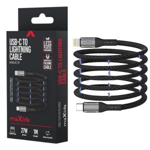 USB-C - Lightning kabel 1m zwart omvlochten magnetic 27W