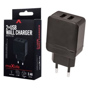 USB lader 2,4A dubbel zwart