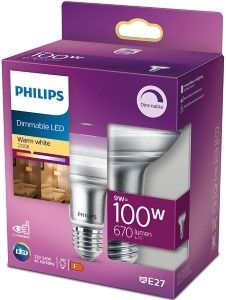 Philips LED spot R80 E27 9-100W 2700K dimbaar blister