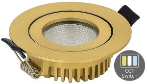 LED inbouwspot 6W 3CCT 82mm 36gr rond verstelbaar messing