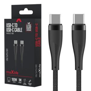 USB-C - USB-C kabel 1m zwart omvlochten 100W