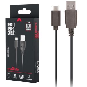 USB - USB-C kabel 0,5m zwart
