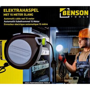 Automatische kabelhaspel 15m 13+2m 3x1,5qmm IP20 zwart - Afbeelding 2