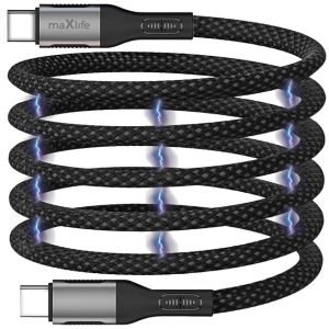 USB-C - USB-C kabel 1m zwart omvlochten magnetic 100W - Afbeelding 2