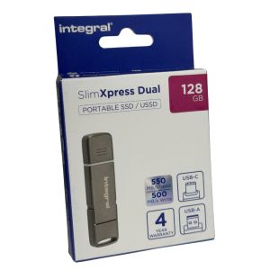USSD Portable USB + USB-C SSD 128GB metal SlimXpress 3.2 - Afbeelding 2
