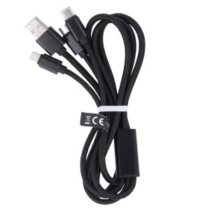 USB - kabel 3in1 USB-C + Lightning + Micro USB zwart - Afbeelding 2