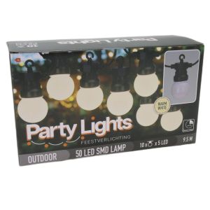 Feestverlichting 10 lampen G50 warmwit mat - Afbeelding 2