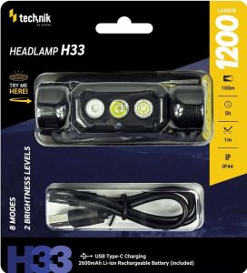 Technik LED hoofdlamp H33 oplaadbaar 1200 lumen - Afbeelding 2