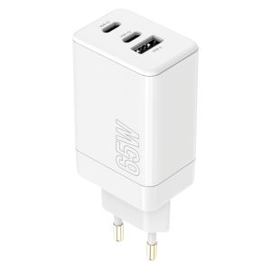 USB + 2x USB-C snellader 65W wit - Afbeelding 2