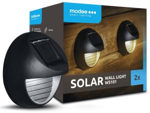 LED Solar wandlamp 8cm set a 2 stuks warmwit - Afbeelding 2