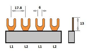 Kamrail vork 2 fase 4pol. 17,8mm - Afbeelding 2