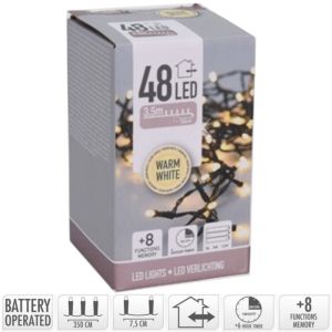 LED Batterijverlichting streng 48 LEDS 360cm warm wit - Afbeelding 2