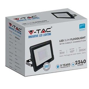 V-TAC LED Bouwlamp 30W 6500K zwart + kabelinvoer - Afbeelding 2