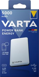 Powerbank 5.000mA zilver USB + USB-C - Afbeelding 2