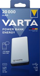 Powerbank 20.000mA zilver USB + USB-C - Afbeelding 2