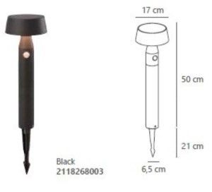 LED Solar tuinlamp op spie Nama 1W 3000K zwart 50cm - Afbeelding 2