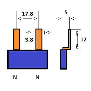 Kamrail 1 fase 2pol. 17,8mm gebogen blauw - Afbeelding 2