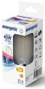 Energetic LED kogel E14 4-40W 2700K filament helder - Afbeelding 2