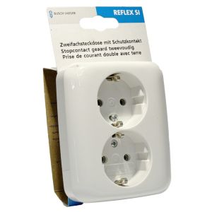 Verpakt Busch Jaeger WIT inbouw stopcontact RA dubbel - Afbeelding 2