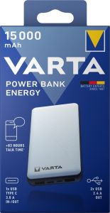 Powerbank 15.000mA zilver USB + USB-C - Afbeelding 2