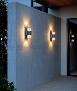 Wandlamp Aludra rond dubbel 2x E27 zilver antraciet IP54 - Afbeelding 2