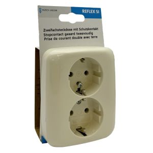 Verpakt Busch Jaeger CREME inbouw stopcontact wcd RA dubbel - Afbeelding 2