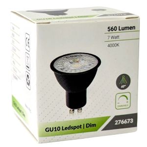 LED spot GU10 230V 7-75W 60gr zwart 4000K dimbaar - Afbeelding 2