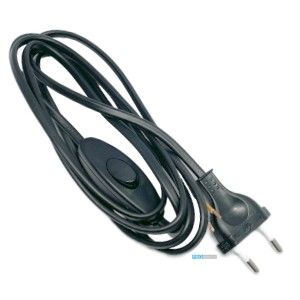 Eurosnoer 2x0,75qmm met schakelaar zwart 2m - Afbeelding 2