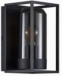 Wandlamp Griffin E27 zwart smokey IP44 - Afbeelding 2
