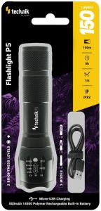 Technik LED zaklamp P5 oplaadbaar zoom 150 lumen - Afbeelding 2