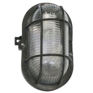 Wandlamp Skotlampe Bulleye ovaal met korf zwart IP44 - Afbeelding 2
