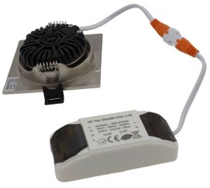 LED inbouwspot 6W 2700K 85mm 60gr vierkant verstelbaar geschuurd staal - Afbeelding 2