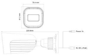 IP Camera bullet 4Mpix 12V IR-led 2.8-12mm M-zoom VF - Afbeelding 2
