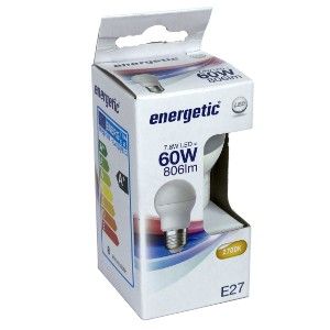 Energetic LED kogel E27 7,7-60W 2700 mat - Afbeelding 2