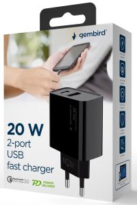USB + USB-C snellader 20W zwart - Afbeelding 2