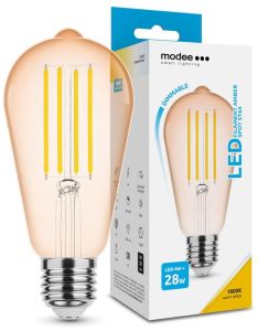 Modee LED ST64 E27 4-28W 1800K filament amber dimbaar - Afbeelding 2