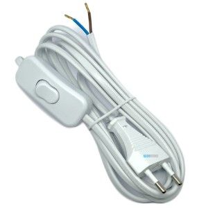 Eurosnoer 2x0,75qmm met schakelaar wit 2m - Afbeelding 2