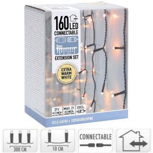 Connectable icicle 160 LEDS 3x0,6m extra warm wit - Afbeelding 2