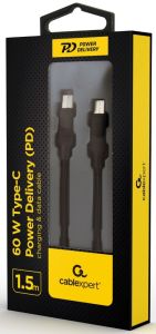 USB-C - USB-C laadkabel 1,5m zwart - max 60W - Afbeelding 2
