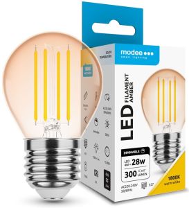 Modee LED kogel E27 4-28W 1800K filament amber dimbaar - Afbeelding 2
