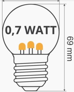 LED kogellamp E27 helder extra warm wit 0,7W - Afbeelding 2