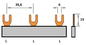 Kamrail vork 1 fase 3pol. 35,6mm - Afbeelding 2