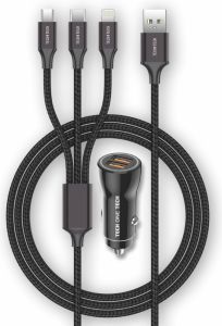 USB autolader dubbel 12V-24V + multi USB kabel - Afbeelding 2