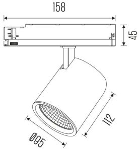 LED railspot 3-fase 23W 4000K zwart 25gr EDDA M HE - Afbeelding 2