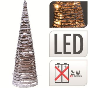 Rotan kegel 60cm 15 LED met sneeuw - Afbeelding 2