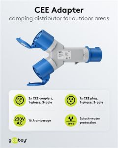 CEE adapter CEE stekker naar 2x CEE contra stekker - Afbeelding 2